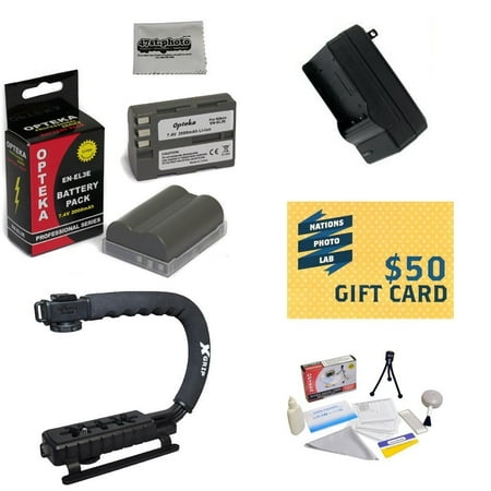 Nikon Camera Grip 2 Battery Packs For Nikon EN-EL3E Nikon D700, D300, D200, D100, D90, D80, D70, D70s, & D50 Cameras, Opteka X-GRIP, Deluxe Cleaning Kit, $50 Photo Print Gift Card! ()