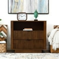 thumbnail image 2 of Carla Mid Century Modern Solid Wood Walnut Nightstand with 2 Drawers, 2 of 7