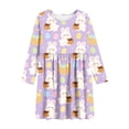 thumbnail image 4 of Xdegoge Happy Easter Dress for Kids Girls Cute Bunny Egg Basket Printed Tween Sundress Knee Length A Line Long Sleeve Spring Holiday Festival Outfit Casual School Party Wear for Teen, 4 of 7