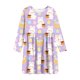 thumbnail image 3 of Vestido de manga larga con cuello redondo para niñas, vestido elástico de manga larga, corte A, estilo patinador con volantes, vestido de recital escolar, vestido de manga larga con cuello redondo par, 3 of 6
