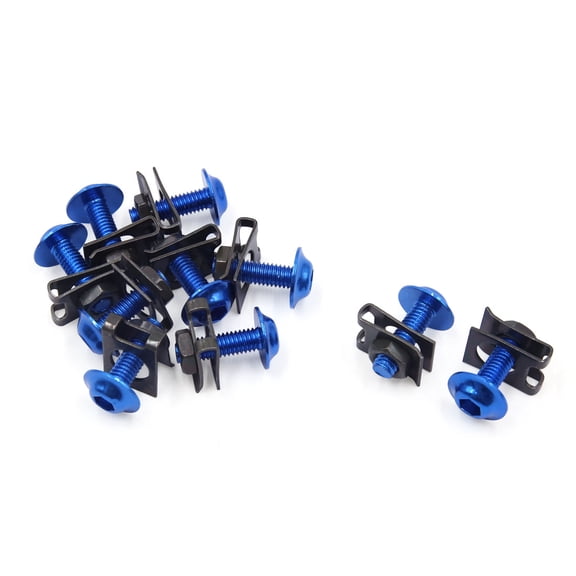 Unique Bargains 10 Pcs Blue Motorcycle Scooter Fairing Hexagon Bolts Hex Screws w Metal Holder