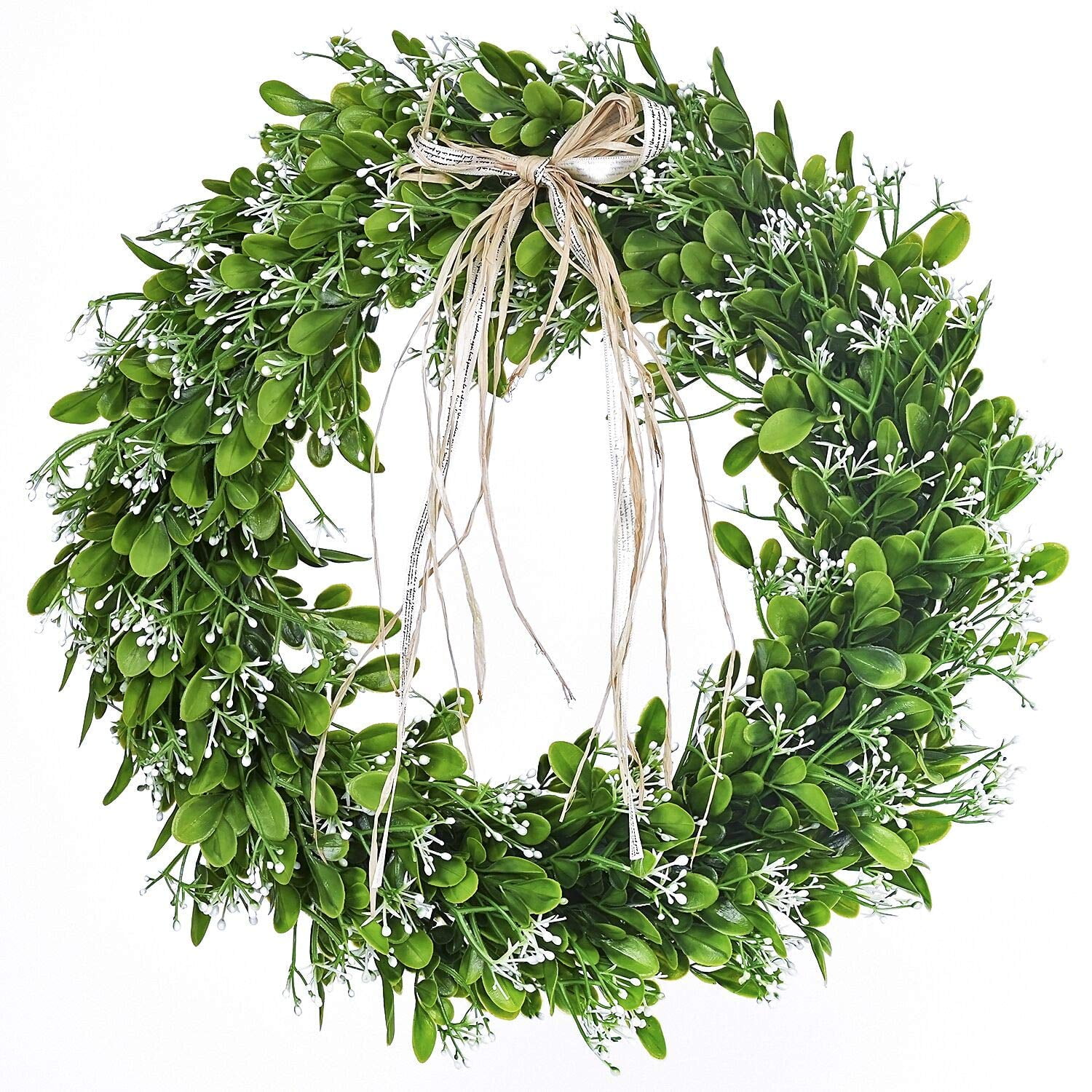 TOYANDONA Green Eucalyptus Wreath Artificial Green Leaves Wreaths Spring/Summer Greenery Wreath for Front Door Wall Window Decor