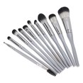 thumbnail image 4 of Juego de 10 brochas portátiles para sombra de ojos, brocha cosmética para polvos sueltos, juego de herramientas de maquillaje (gris plateado), 4 of 8