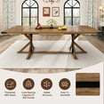 thumbnail image 5 of Blotout 95" Natural Wood Color Farmhouse Dining Table for 10-12 People, Rectangular Wood Dining Table, Long Dining Room Tables with Wood Strip Base for Dining Room, Gathering, Kitchen (Natural Oak), 5 of 10
