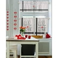thumbnail image 5 of Valentines 3 Piece Kitchen Curtains Tiers and Valances Set Hello Love Window Curtains Set Black Stripes Decor Rod Pocket Valance for Kitchen Bedroom Living Room Valentines Decor 54 x 24 in, 5 of 6