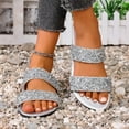 thumbnail image 6 of Mqqzkk Womens Two Strap Slipper Casual Comfortable Slide Sandals Summer Casual Daily Soft Faux Leather Flat Sequins Slippers, 6 of 9