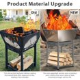 thumbnail image 3 of Stainless Steel Square Wood Fire Pit with Grill, 2-in-1 Outdoor Firepit with Ash Pan and Wood Storage, Portable for Backyard, Patio, Camping Use$$Garden & Patio, 3 of 8