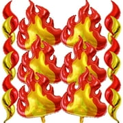 18 Pcs Fire PriNst Shape Balloons Giant Flame Balloons Firefighter Fire Campfire Theme Balloons Set for Fireman Theme Kids' Party Campfire Hunting Decorations Supplies
