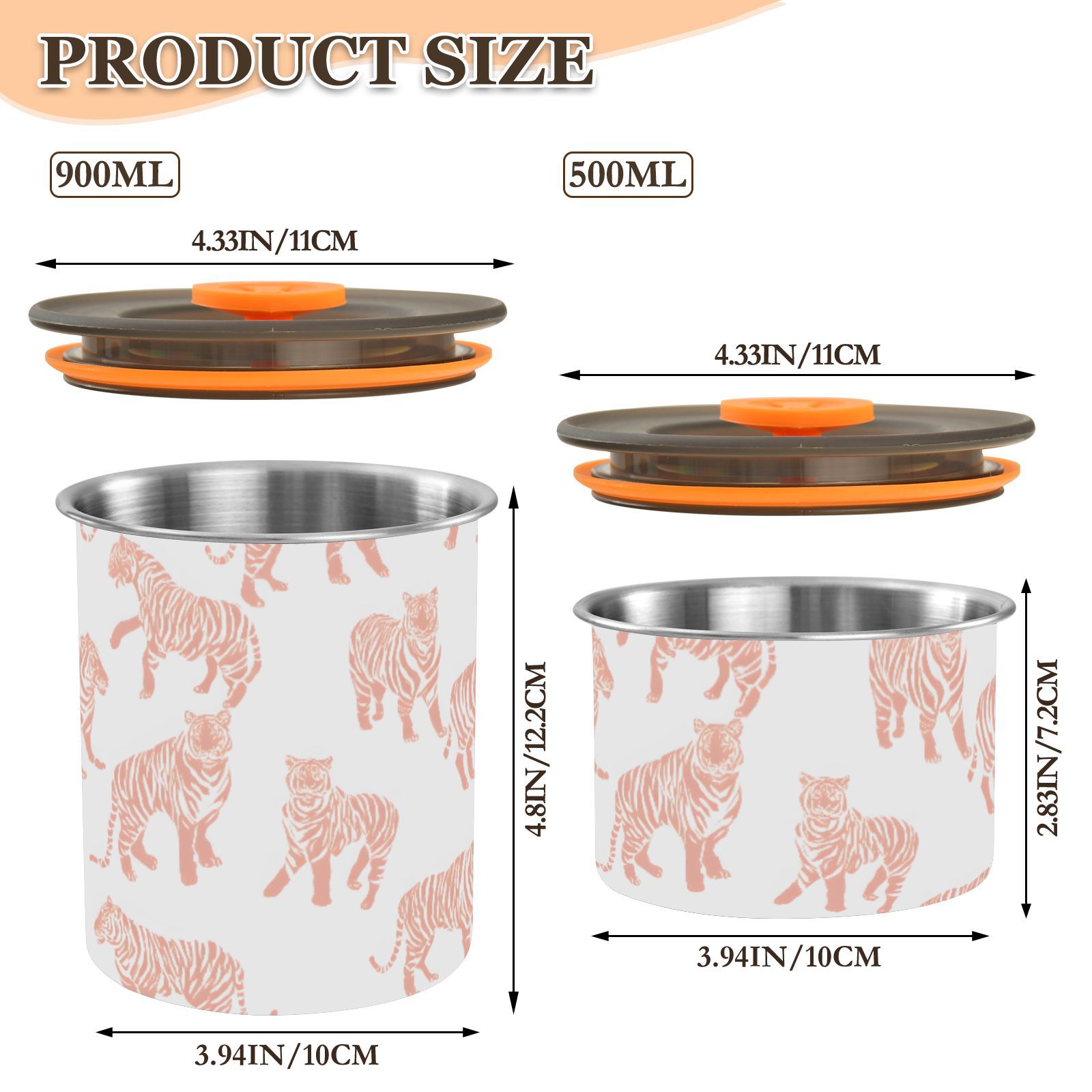 Tiger Airtight Coffee Bean Canister 30oz Food Storage Containers with Lids For Gournd, Tea, Sugar, Flour, Rice, Cereal, Candy Cookie Jar