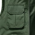 thumbnail image 3 of Lilgiuy Men's Utility Vest Casual Solid Color Standing Collar Multiple Pockets Vest Jacket Coat for Outdoor Fishing Photography Army Green, 3 of 3