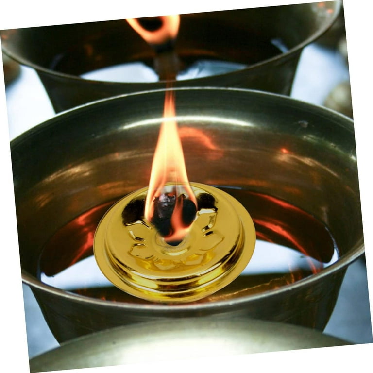 Floating Wicks Disc Holders 80 Pcs Butter Lamp Oil Float Metal Golden  Liquid Cork Disc Holders 