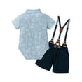 thumbnail image 2 of CARETOO Baby Boy Clothes Suit Floral Dress Shirt Shorts Suspender Pants Formal 95% Cotton 3pcs, 2 of 15