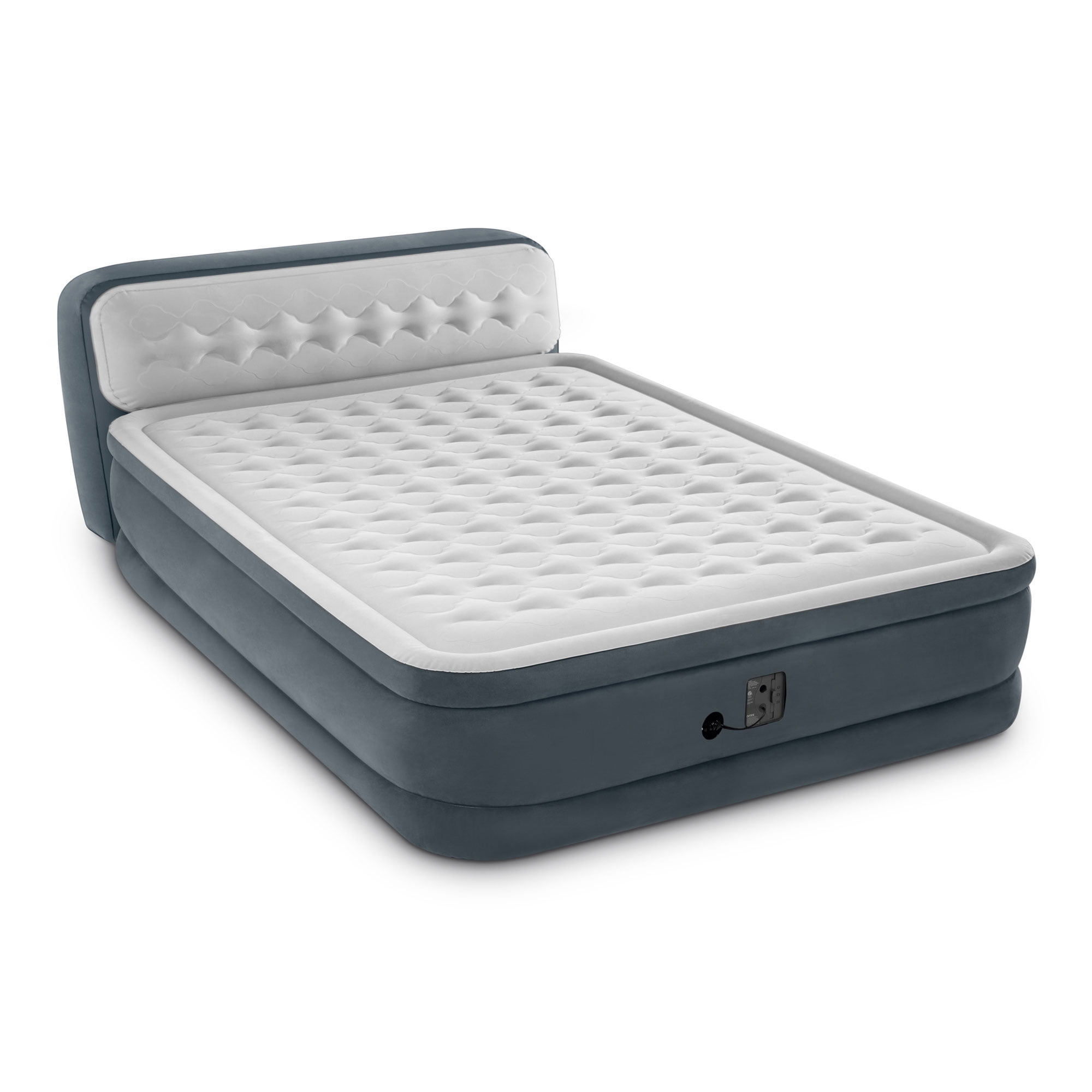 Intex Dura Beam Deluxe Queen Air Mattress with Built In Pump and Headboard Walmart