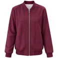 thumbnail image 4 of Guluxicc Women's Plaid Bomber Jackets Full Zipper Ribbed Cuffs Hem Long Sleeve Casual Jackets for Everyday Fall Winter, 4 of 7