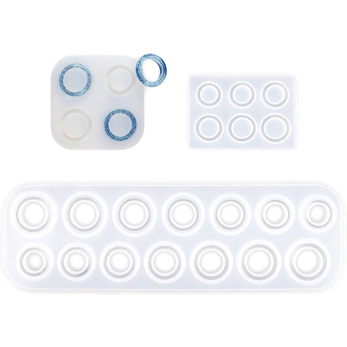 3 Pcs Silicone Epoxy Resin Molder Kit Tools for Rings Jewelry Making