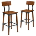 thumbnail image 3 of Emma + Oliver 2 Pack Commercial Grade Rustic Walnut Industrial Style Wood Dining Barstool, 3 of 15