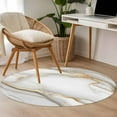 thumbnail image 5 of White Golden Marble 3.3ft Round Rug, Modern Abstract Art Marble Crack Non-Skid Rubber Backing Large Area Rugs - Living Room Bedroom Home Office, Indoor Floor Mat Carpets Washable Rug, 5 of 9