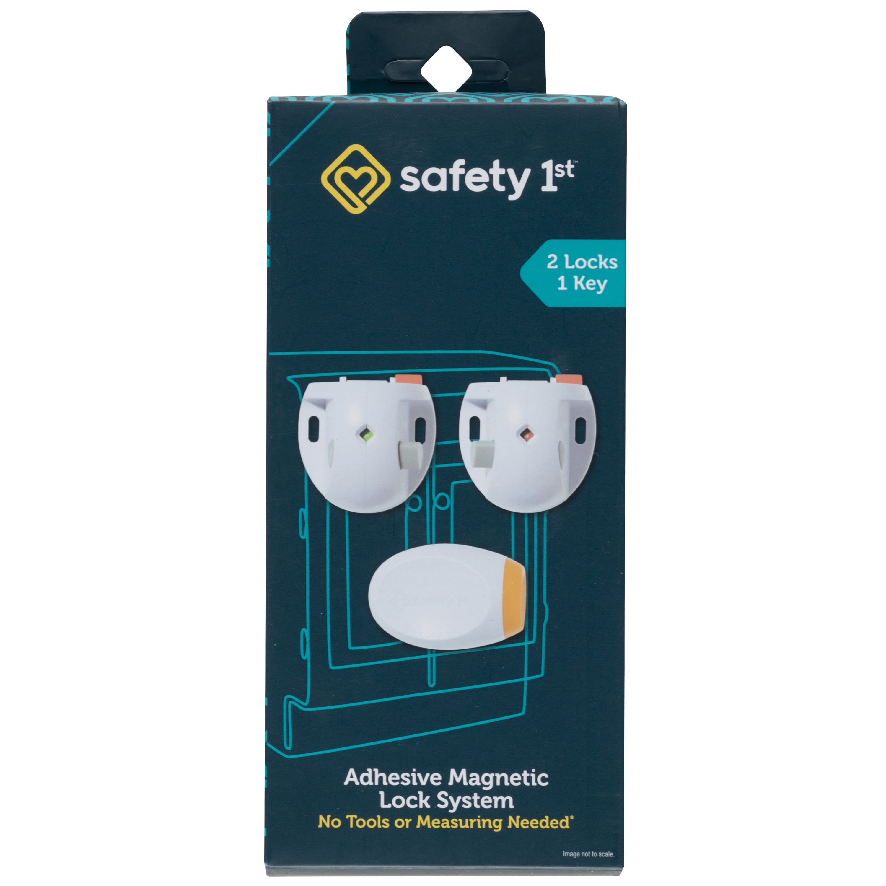 (2 pack) Safety 1st Adhesive Magnetic Lock System - 2 Locks and 1 Key, White, Toddler