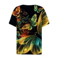 thumbnail image 5 of Nrmvnmi Womens 3/4 Sleeve T-Shirts V Neck Buttons Tops Basic Tee Floral Prints Blouse Loose Fit Pullover Summer Shirts 2024 Mothers Day Gifts, 5 of 5