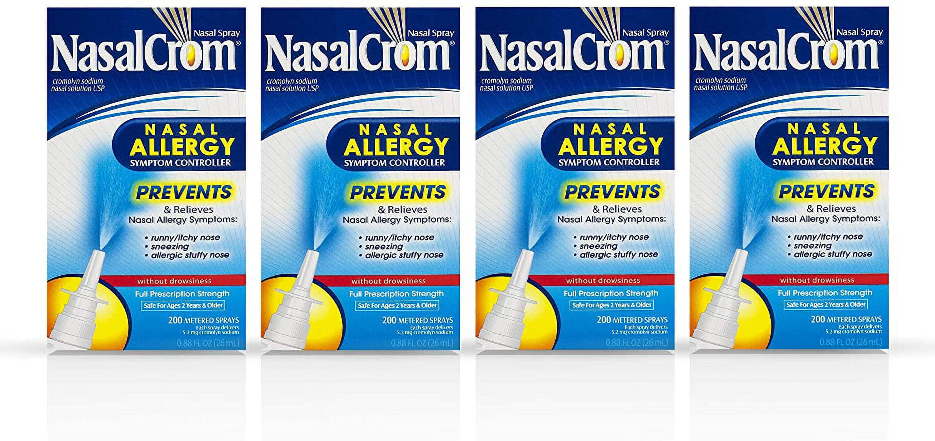 NasalCrom Symptom Controller Prevents & Relieves Allergies 0.88 oz, 4-Pack