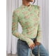 thumbnail image 3 of Camisa de Mujer PRETTYGARDEN Manga Larga de Malla Floral Verde Talla L, 3 of 8