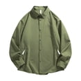 thumbnail image 1 of Ceisia Men's Oversized Drop-Shoulder Long Sleeve Shirts - Solid Color Casual Shirt Jacket Army Green S Gifts, 1 of 8