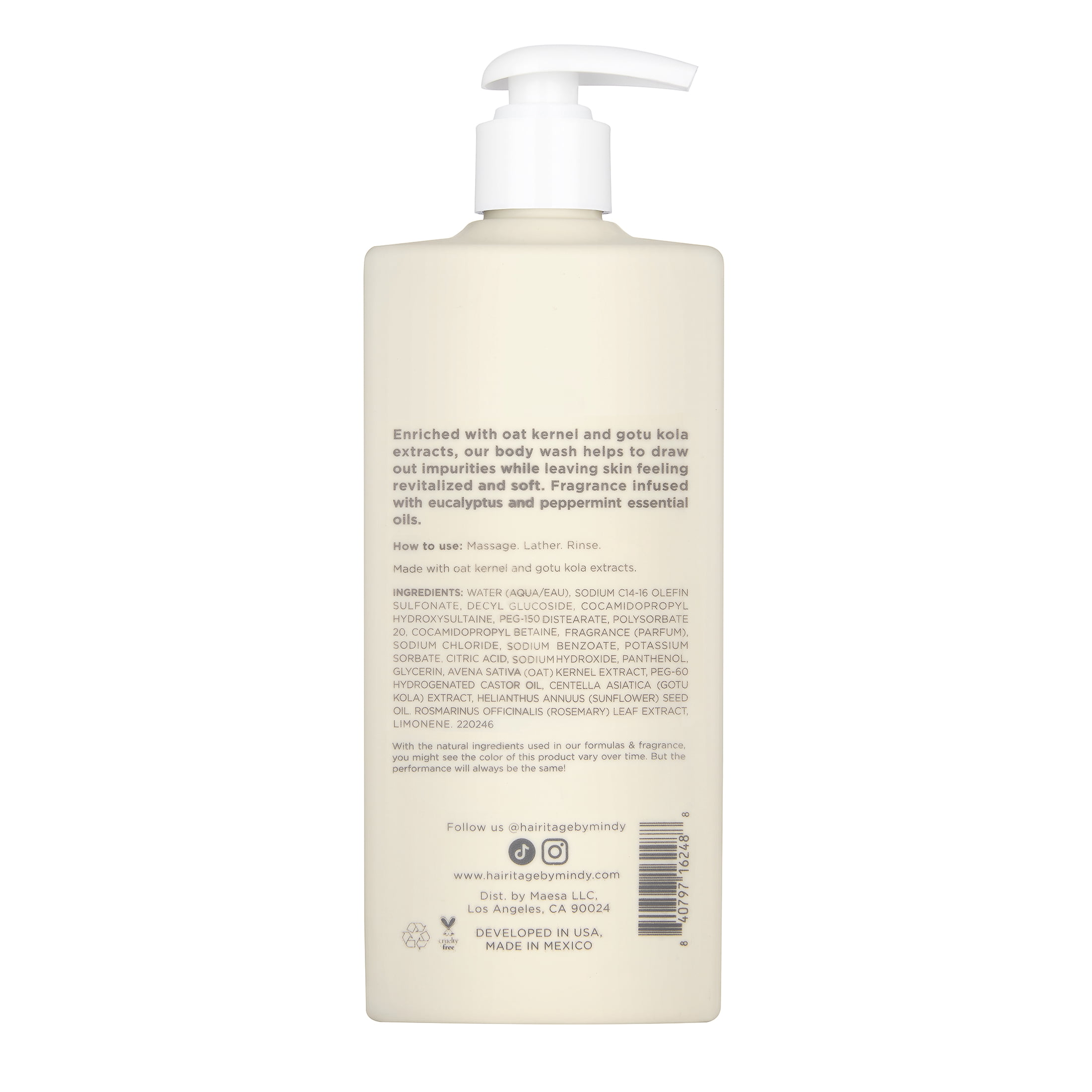 Hairitage Now & Lather Mint & Yuzu Scented Body Wash for all genders & all skin types, 14 fl oz.