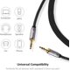 thumbnail image 4 of Cable De Audio Dukabel Top Series De 8 Pies (2,4 Metros) - Cable Auxiliar Blindado Cable Auxiliar Estéreo Macho A Macho De 3,5 Mm / Trenzado De Nailon Cristal / Chapado En Oro De 24 Quilates / Conduct, 4 of 5