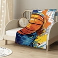 thumbnail image 2 of JEUXUS  Watercolor Basketball Blanket, Colorful Line Graffiti Modernist Aesthetic Art Throw,Great Gifts for Boys and Girls,, 2 of 6