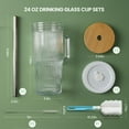 thumbnail image 5 of 24oz Ribbed Glass Tumbler With Handle,4Pack Glass Cup with  and Straws, Glass Iced Coffee Cups With ,Mason Jar Cup&Drinking Glasses for Smoothie,Shake,Juice,Soda Water,,Travel Cup, 5 of 7
