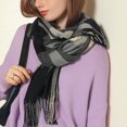 thumbnail image 6 of beishanbush Scarf Women's Autumn and Winter Colorful Plaid Shawl Thickening Warm Fringe Scarf Scarf Black Ink, 6 of 8
