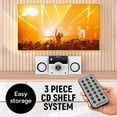 thumbnail image 3 of Magnavox MM442 Sistema de estante para CD de carga superior de 3 piezas con radio estéreo FM PLL digital, tecnología inalámbrica Bluetooth y control remoto en negro | Luces azules | Pantalla LED (blan, 3 of 5