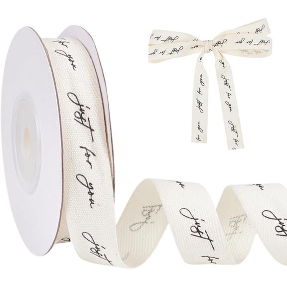 20yards Natural Cotton Ribbon with Words 5/8 Inch Just for You Ribbons Pure White Wedding Valentines Ribbons