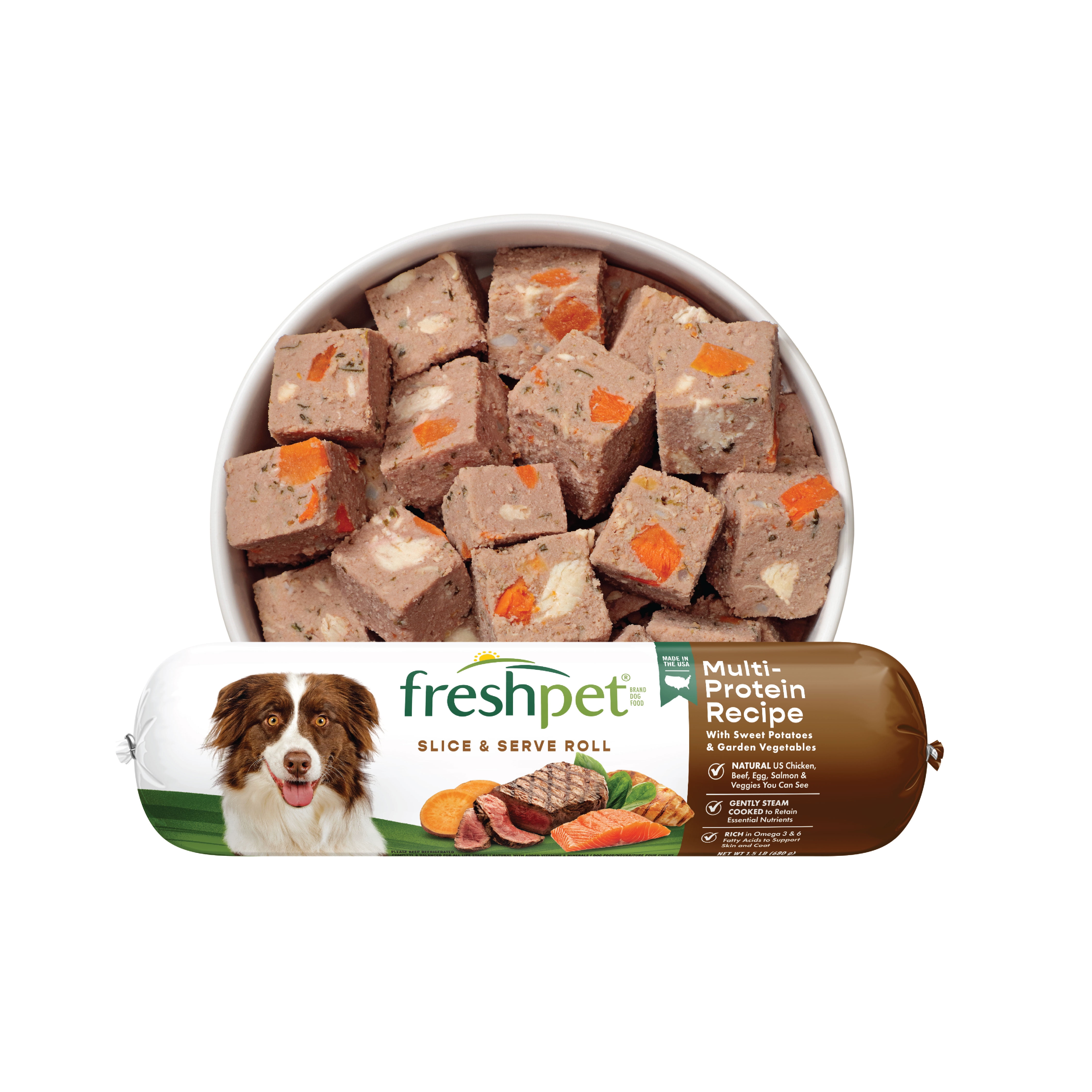 (3 pack) Freshpet Fresh Dog Food, Multi-Protein Recipe, Slice & Serve Roll, 1.5 lb.