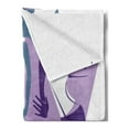 thumbnail image 2 of Feminine Soft Flannel Fleece Throw Blanket, Composition of Girls Yelling into Megaphone Modern Fashion Themed Art Print, Cozy Plush for Indoor and Outdoor Use, 70" x 90", Purple Black, by Ambesonne, 2 of 5
