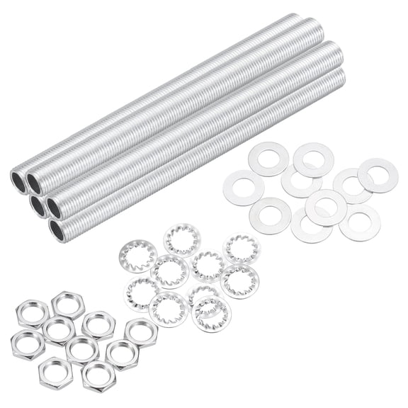 Uxcell 35Pcs 5.5" Lamp Pipe Kit with Nuts Washers 1/8IP Thread Fasteners Assortment for Chandelier Ceiling Light Repair Assembly DIY Hardware