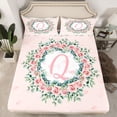 thumbnail image 2 of jejeloiu Girl Personalized Gifts Full Size Sheets,Pink Letter Q Bed Sheets,Rustic Flower Floral Sheet Sets For Princess,Lightweight Room Decoration,4pcs, 2 of 7