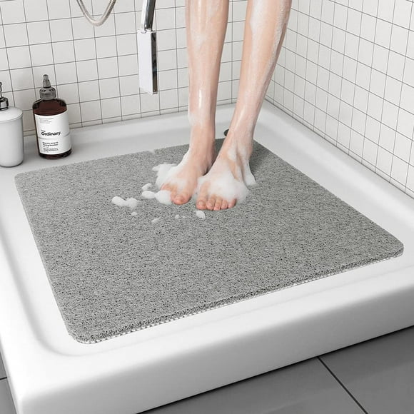 Alfombrilla de ducha antideslizante, cómoda y texturizada, de secado rápido y fácil limpieza, para zonas húmedas, sin ventosas, color gris, 24 x 24