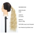 thumbnail image 3 of Ponytail Extension,Jademall 22inch Synthetic Corn Wavy Long Ponytail for Women Hairpiece Wrap On Clip Hair Extensions Pony Tail Hairpiece for Women-Gold, 3 of 9