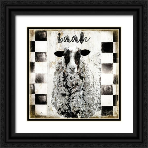 Sophie 6 26x26 Black Ornate Wood Framed with Double Matting Museum Art Print Titled - Farm Family Sheep
