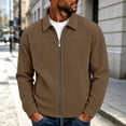 thumbnail image 4 of Men's Corduroy Jacket Lapel Collar Full Zip Up Long Sleeve Casual Coat Classic Textured Outerwear with Pockets, 4 of 9