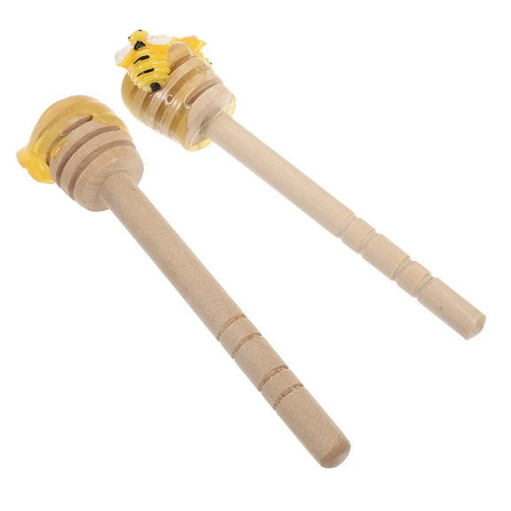 Masteelf 2pcs Wooden Honey Stir Sticks Wood Honey Dippers Honeycomb Honey Dippers Sticks for Honey Jam Coffee Wine Bee Tiered Tray Decor