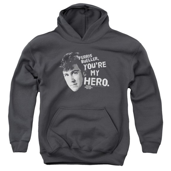 Ferris Bueller My Hero Youth Pullover Hoodie Sweatshirt Charcoal