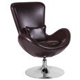 thumbnail image 1 of Egg Series Brown Leather Side Reception Chair, 1 of 6