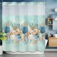thumbnail image 2 of Marine Life No Hook Shower Curtain with Snap in Liner Blue Shell Coral Starfish Eucalyptus Leaves Green Background Waterproof Bathroom Shower Curtain with See Through Top Window for Bathtub 72" x 78", 2 of 9