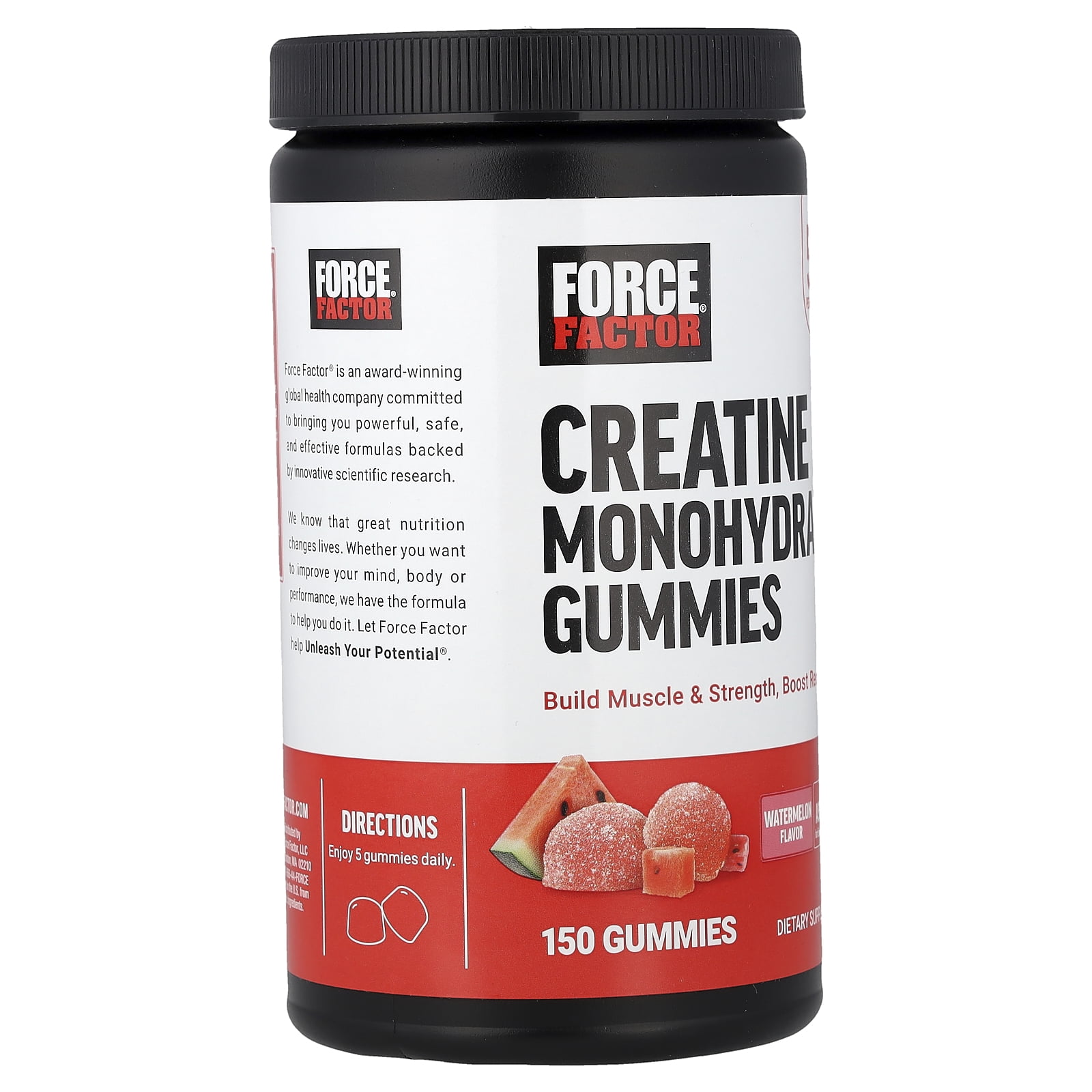 Force Factor Creatine Monohydrate Gummies, Watermelon, 150 Gummies