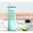 thumbnail image 5 of Cat Lover Gifts for Women Mothers Day Gifts for Cat Lovers Best Cat Mom Ever Gifts for Cat Lady 20Oz Travel Cup Christmas Birthday Presents for Cat Themed Lovers Green Wine Tumbler With Staw, 5 of 6