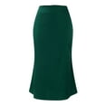 thumbnail image 5 of vigerkar Women's Satin A-Line Skirt High Waist Solid Side Split with Slim Skirt Elegant Office Lady Skirt Green, XS, 5 of 8
