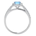 thumbnail image 3 of Mauli Jewels Rings for Women 2.50 Carat Diamond And Emerald Shaped Blue Topaz Ring 4-prong 10K White Gold, 3 of 6
