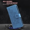 thumbnail image 7 of For Samsung Galaxy A15 6.5" Seven Petal Flower Embossed Strong Magnetic Attachment/Closure, Card Slots/Pocket, PU Leather Flip Wallet Case With Hanging Rope,Blue,For Galaxy A15 (4G/5G), 7 of 7